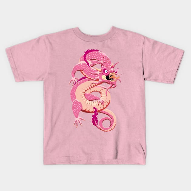 Pink Chinese Dragon Kids T-Shirt by TMBTM